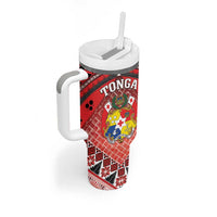 Personalised Tonga Constitution Day Tumbler With Handle 150 Years Jubilee - Polynesian Pride