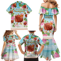 Hawaii Thanksgiving Family Matching Mermaid Dress and Hawaiian Shirt Funny Turkey Dabbing Dance LT05 - Polynesian Pride