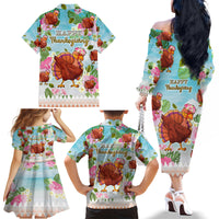 Hawaii Thanksgiving Family Matching Off Shoulder Long Sleeve Dress and Hawaiian Shirt Funny Turkey Dabbing Dance LT05 - Polynesian Pride