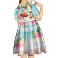 Hawaii Thanksgiving Kid Short Sleeve Dress Funny Turkey Dabbing Dance LT05 - Polynesian Pride
