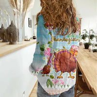 Hawaii Thanksgiving Women Casual Shirt Funny Turkey Dabbing Dance LT05 - Polynesian Pride