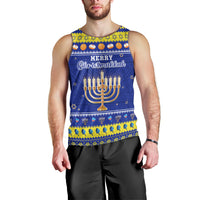 Personalised Polynesia Christmukkah Men Tank Top Menorah With Polynesian Tribal Pattern LT05 - Polynesian Pride