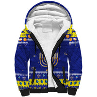 Personalised Polynesia Christmukkah Sherpa Hoodie Menorah With Polynesian Tribal Pattern LT05 Unisex Blue - Polynesian Pride