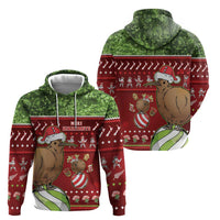 New Zealand Kiwi Christmas Zip Hoodie Paua Shell Glitter Green