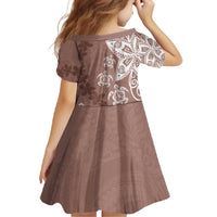 Polynesia Family Matching Short Sleeve Bodycon Dress and Hawaiian Shirt Brown Tribal Turtle Floral Pattern