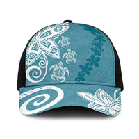 Polynesia Baseball Net Cap Hippie Blue Tribal Turtle Floral Pattern - Polynesian Pride