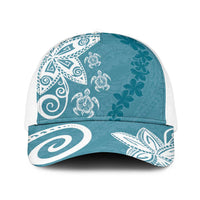 Polynesia Baseball Net Cap Hippie Blue Tribal Turtle Floral Pattern - Polynesian Pride