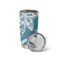 Polynesia Tumbler Cup Hippie Blue Tribal Turtle Floral Pattern