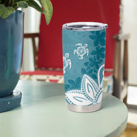 Polynesia Tumbler Cup Hippie Blue Tribal Turtle Floral Pattern