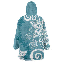 Polynesia Wearable Blanket Hoodie Hippie Blue Tribal Turtle Floral Pattern LT05 - Polynesian Pride