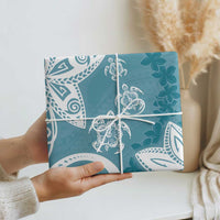 Polynesia Wrapping Paper Hippie Blue Tribal Turtle Floral Pattern - Polynesian Pride