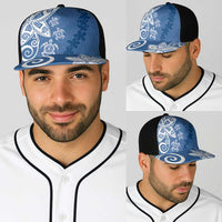 Polynesia Baseball Net Cap Blue Tribal Turtle Floral Pattern - Polynesian Pride