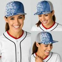 Polynesia Baseball Net Cap Blue Tribal Turtle Floral Pattern - Polynesian Pride