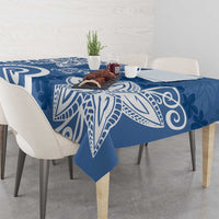 Polynesia Tablecloth Blue Tribal Turtle Floral Pattern