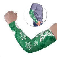Polynesia Arm Sleeves Green Tribal Turtle Floral Pattern - Polynesian Pride