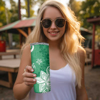 Polynesia Skinny Tumbler Green Tribal Turtle Floral Pattern