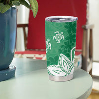 Polynesia Tumbler Cup Green Tribal Turtle Floral Pattern