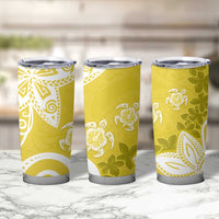 Polynesia Tumbler Cup Yellow Tribal Turtle Floral Pattern