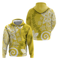 Polynesia Zip Hoodie Yellow Tribal Turtle Floral Pattern