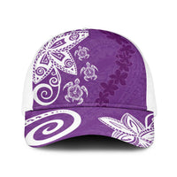 Polynesia Baseball Net Cap Purple Tribal Turtle Floral Pattern - Polynesian Pride