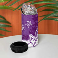 Polynesia 4 in 1 Can Cooler Tumbler Purple Tribal Turtle Floral Pattern