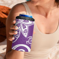 Polynesia 4 in 1 Can Cooler Tumbler Purple Tribal Turtle Floral Pattern