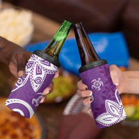 Polynesia 4 in 1 Can Cooler Tumbler Purple Tribal Turtle Floral Pattern