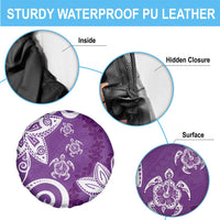 Polynesia Spare Tire Cover Purple Tribal Turtle Floral Pattern