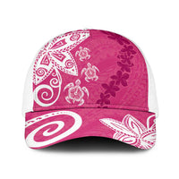 Polynesia Baseball Net Cap Pink Tribal Turtle Floral Pattern - Polynesian Pride