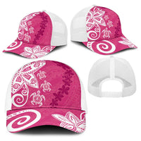 Polynesia Baseball Net Cap Pink Tribal Turtle Floral Pattern - Polynesian Pride