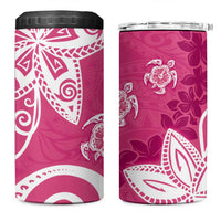 Polynesia 4 in 1 Can Cooler Tumbler Pink Tribal Turtle Floral Pattern