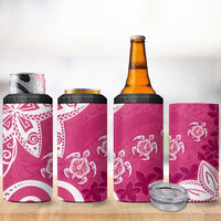 Polynesia 4 in 1 Can Cooler Tumbler Pink Tribal Turtle Floral Pattern