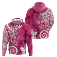 Polynesia Hoodie Pink Tribal Turtle Floral Pattern