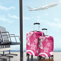 Polynesia Luggage Cover Pink Tribal Turtle Floral Pattern