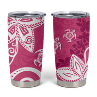 Polynesia Tumbler Cup Pink Tribal Turtle Floral Pattern