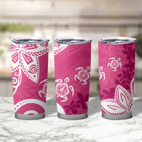 Polynesia Tumbler Cup Pink Tribal Turtle Floral Pattern