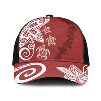 Polynesia Baseball Net Cap Red Tribal Turtle Floral Pattern LT05 One Size Black Red - Polynesian Pride