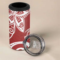 Polynesia 4 in 1 Can Cooler Tumbler Red Tribal Turtle Floral Pattern