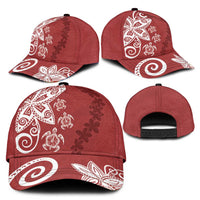 Polynesia Classic Cap Red Tribal Turtle Floral Pattern - Polynesian Pride