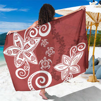 Polynesia Sarong Red Tribal Turtle Floral Pattern