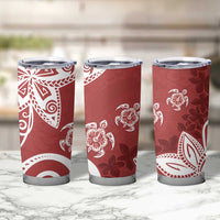 Polynesia Tumbler Cup Red Tribal Turtle Floral Pattern