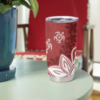 Polynesia Tumbler Cup Red Tribal Turtle Floral Pattern