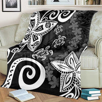 Polynesia Blanket Black Tribal Turtle Floral Pattern