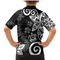 Polynesia Family Matching Mermaid Dress and Hawaiian Shirt Black Tribal Turtle Floral Pattern
