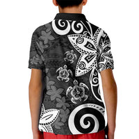 Polynesia Kid Polo Shirt Black Tribal Turtle Floral Pattern LT05 - Polynesian Pride