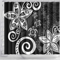 Polynesia Shower Curtain Black Tribal Turtle Floral Pattern