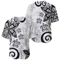 Polynesia Baseball Jersey White Tribal Turtle Floral Pattern LT05 - Polynesian Pride