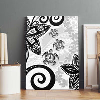 Polynesia Canvas Wall Art White Tribal Turtle Floral Pattern