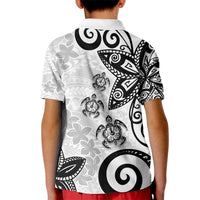 Polynesia Kid Polo Shirt White Tribal Turtle Floral Pattern LT05 - Polynesian Pride