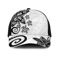 Polynesia Mesh Trucker Cap White Tribal Turtle Floral Pattern - Polynesian Pride
